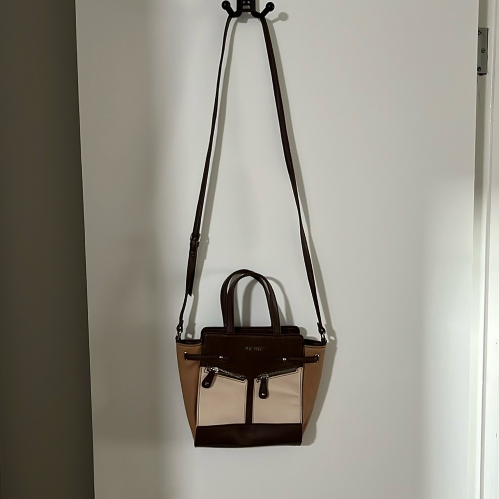 Nine West brown and tan structured handbag
